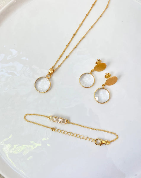 April Crystal Necklace + Earrings + Bracelet Combo