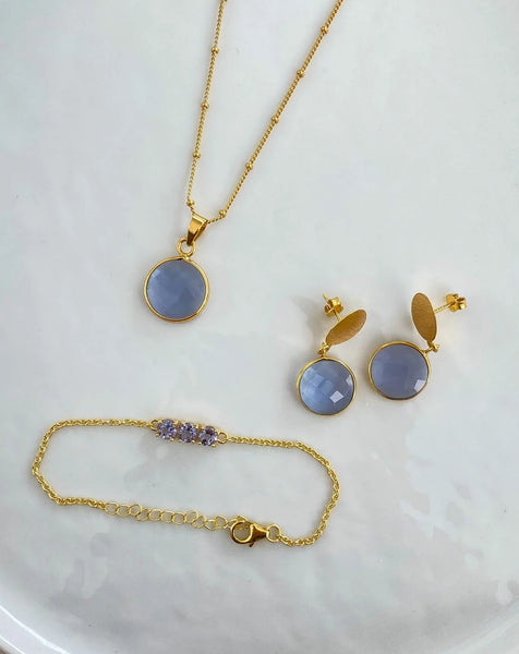 December Tanzanite Necklace + Earrings + Bracelet Combo