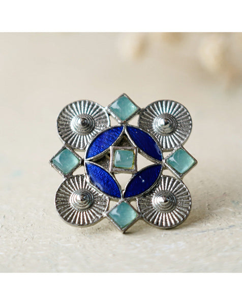Alia Ring - Blue Aqua Chalcedony