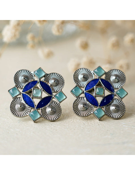 Alia Studs - Blue Aqua Chalcedony