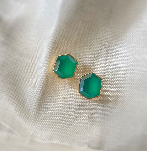 Bella Studs - Green Onyx