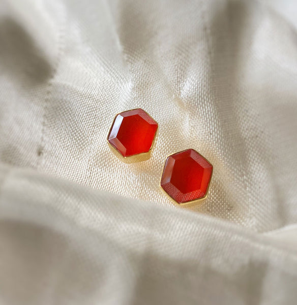 Bella Studs - Red Carnelian