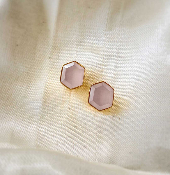 Bella Studs - Rose Quartz