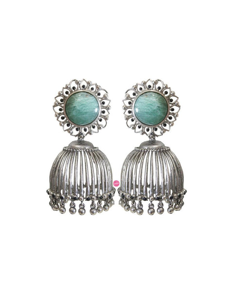 Pinjra Earrings - Green Aventurine