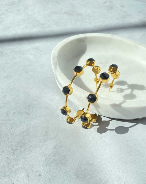 Gemma Hoops - Black Onyx