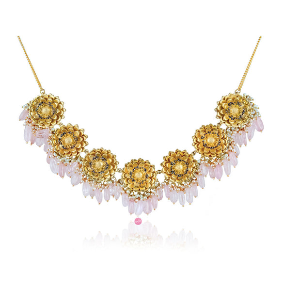Marigold Necklace - Rose Quartz