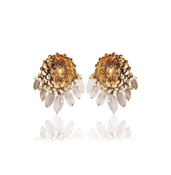 Marigold Studs - Rose Quartz