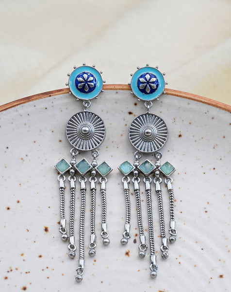 Samira Earrings - Blue Aqua Chalcedony