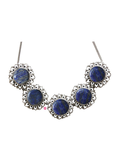 Silver Bloom Choker - Lapis Lazuli