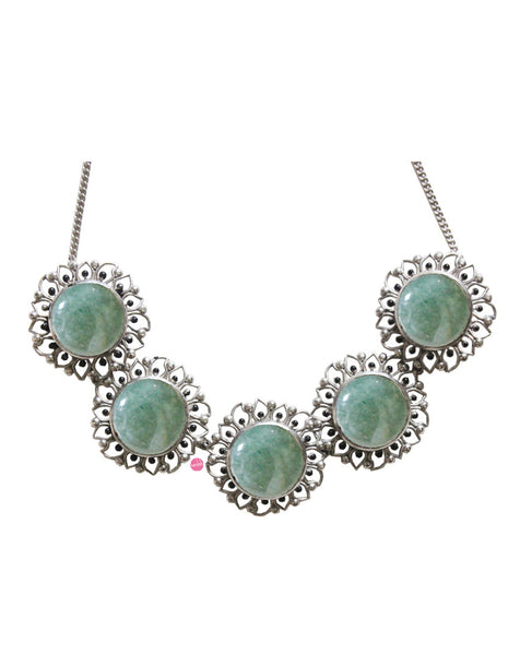 Silver Bloom Choker - Green Aventurine