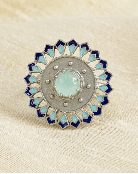 Aisha Ring - Blue Aqua Chalcedony
