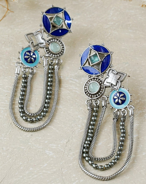 Aneesa Earrings - Blue Aqua Chalcedony