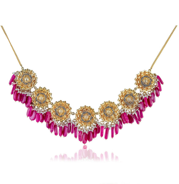 Marigold Necklace - Rani Pink