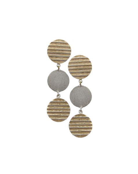 Circle and Stripes Earrings  (Gold and Silver)