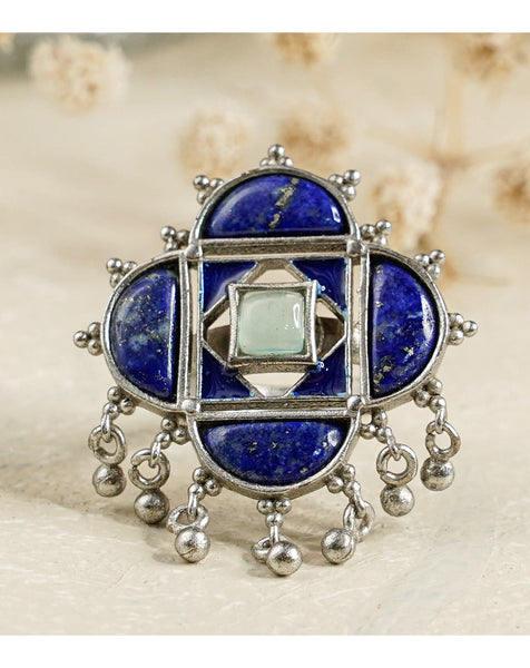 Sabrina Ring with Stones - Lapis Lazuli