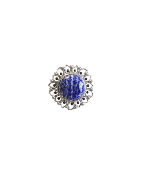 Silver Bloom Ring - Lapis Lazuli