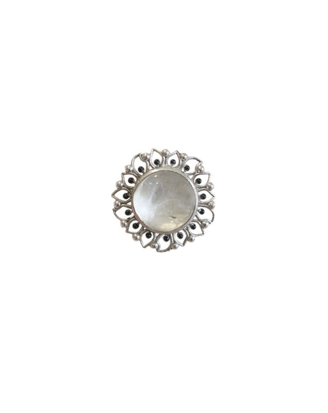 Silver Bloom Ring - Crystal Quartz