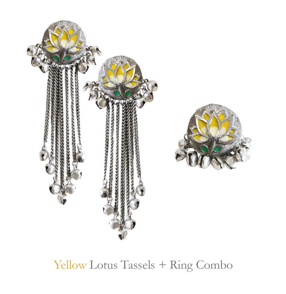 Yellow Lotus Tassels + Ring Combo